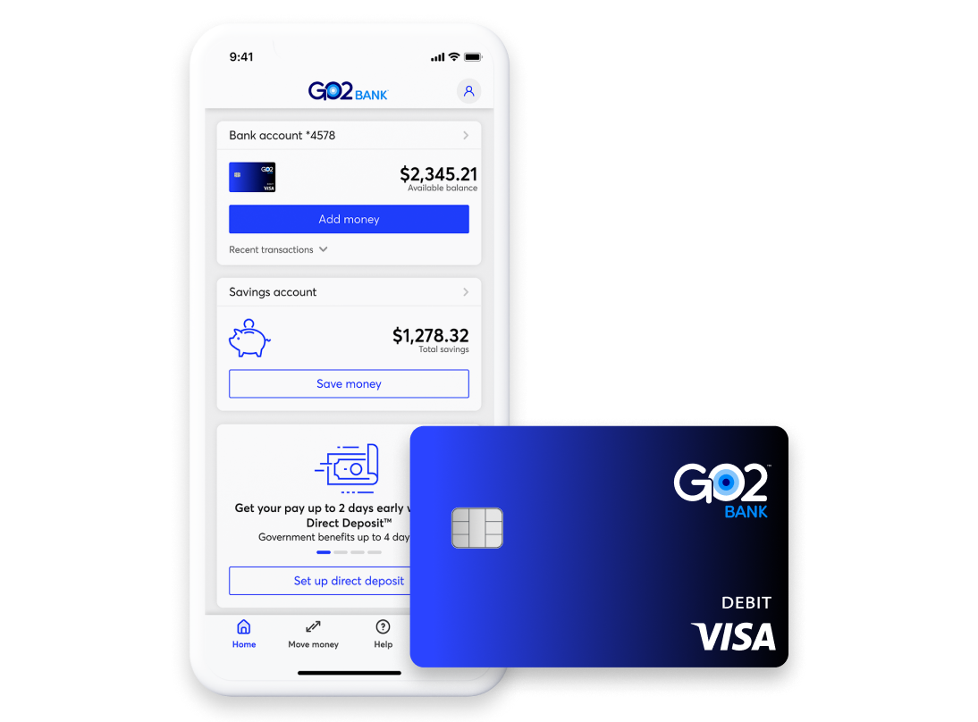 GO2bank app and Visa debit card